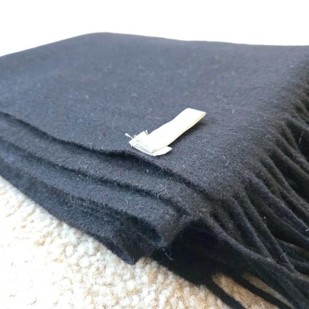 Ann Taylor Woven Cashmere Fringe Scarf Black